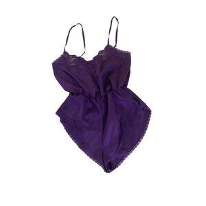 Blush Women's Purple Lace One Piece Lingerie Body Suit - Large